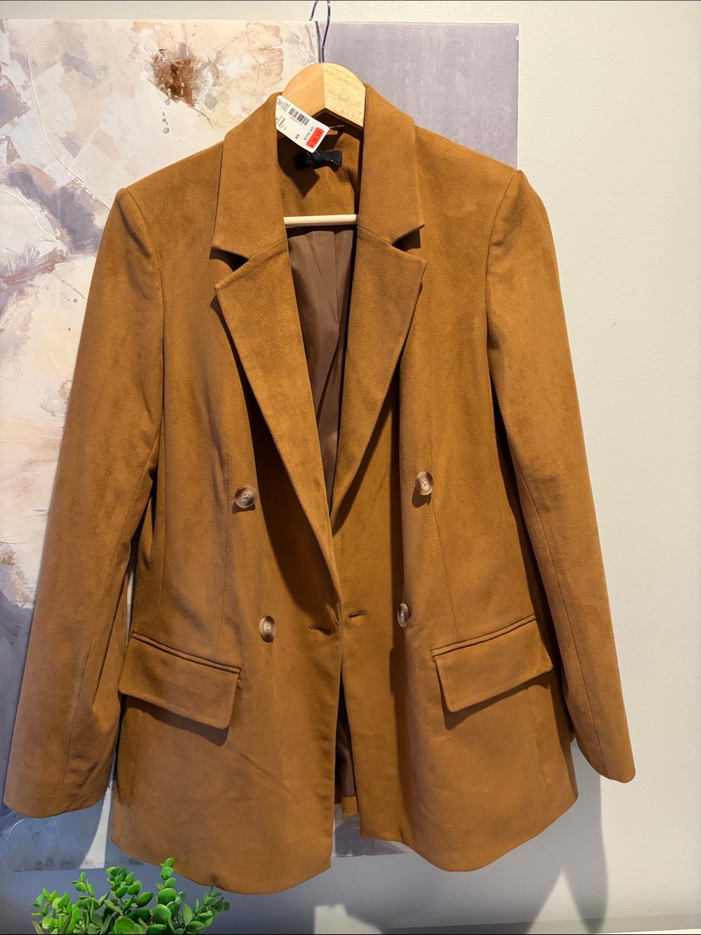 NWT Reitmans Camel Brown Double-Breasted Tailored Blazer